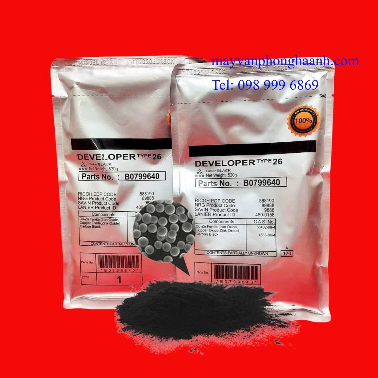 Bột từ Ricoh 4000/ Bột từ Ricoh 4001/ Bột từ Ricoh 4002/ Bột từ Ricoh 4500/ Bột từ Ricoh 5001/ Bột từ Ricoh 5002/ Bột từ máy nphotocopy Ricoh/ Developer Type 26
